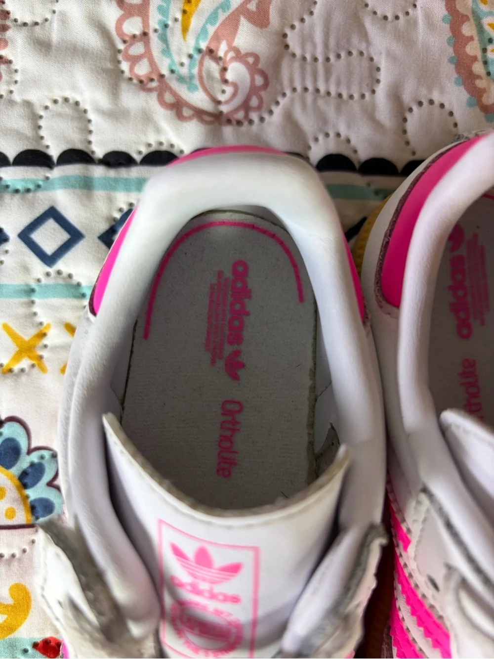 adidas Kids Samba Sneakers — White with Hot Pink Stripes